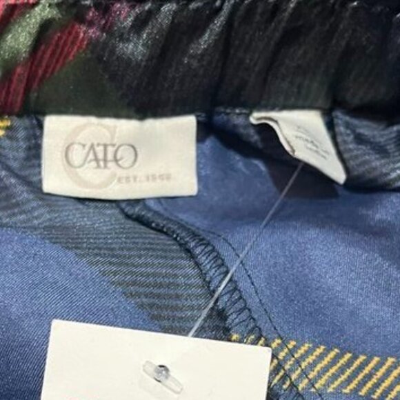 Cato Plaid Midi Skirt Navy Green Yellow Tartan Wrap Style XL - Picture 7 of 7